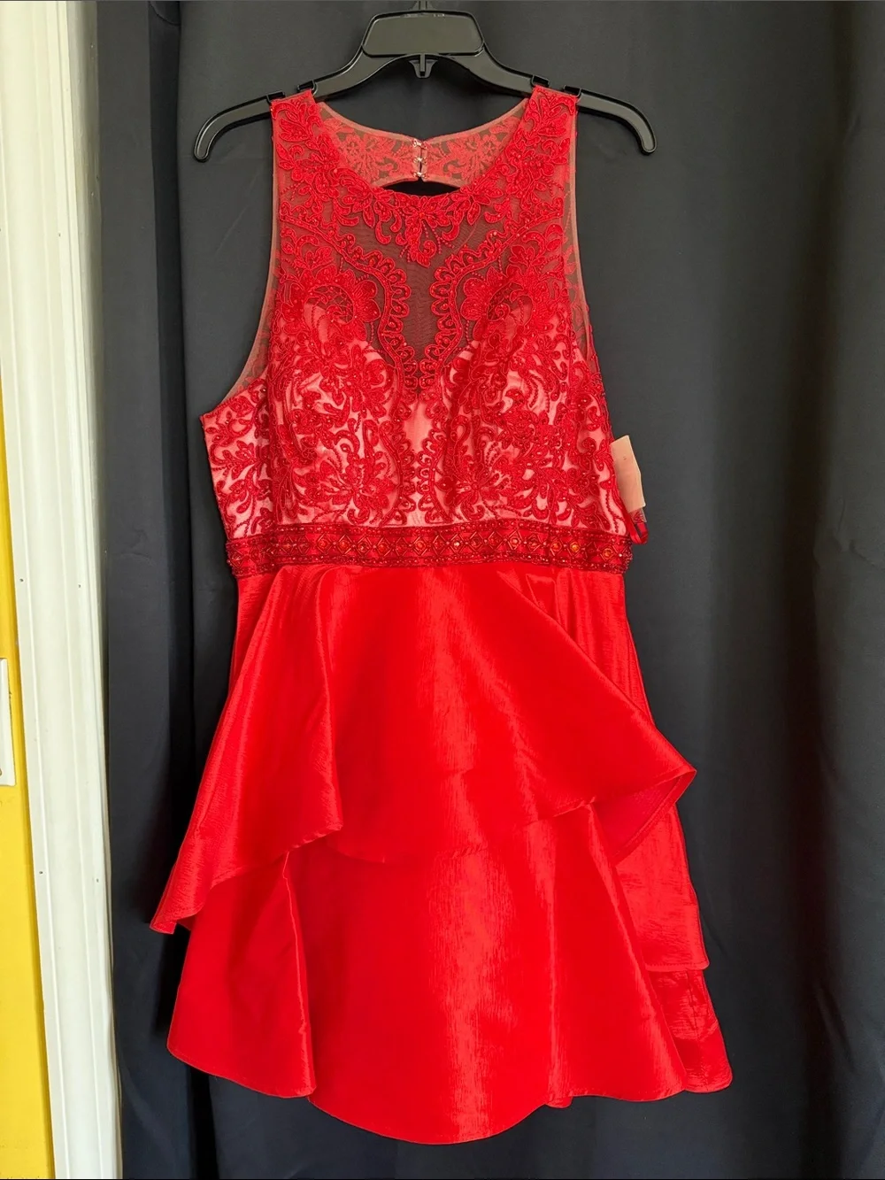 Girls Junior Red Embellished Party Dress